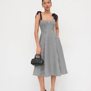 CIDER Sweetheart Gingham Bowknot Midi Dress